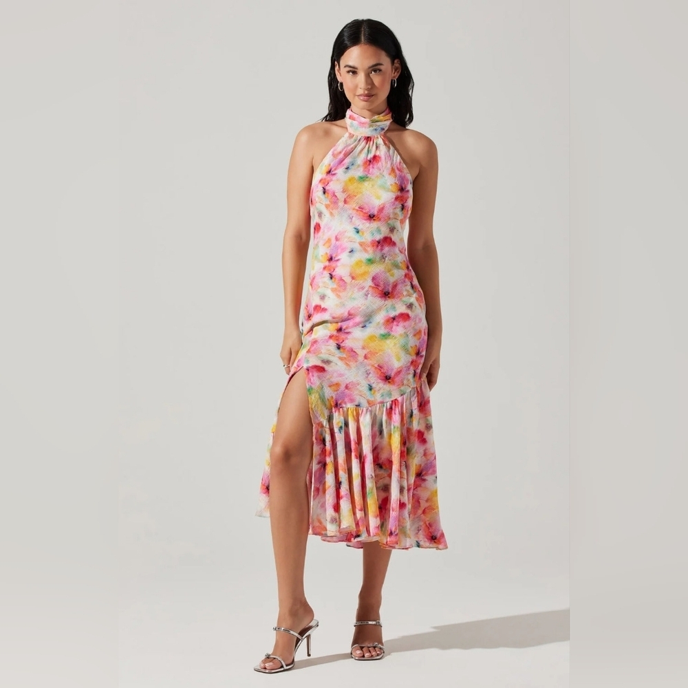 ASTR The Label Caspia Dress (Pink Multi Coral)